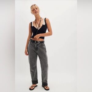 NWT Free People X OneTeaspoon Bandit Low Waist Jeans ~Grey Black~